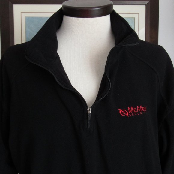 Vtg McAfee Security Men's Fleece Pullover XL Black - Picture 5 of 12
